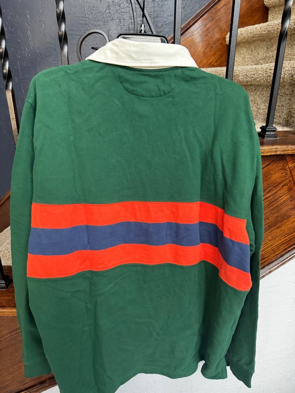 NEW Large Polo by Ralph Lauren Green Rugby with Red & Navy Stripes shirt - Picture 11 of 11